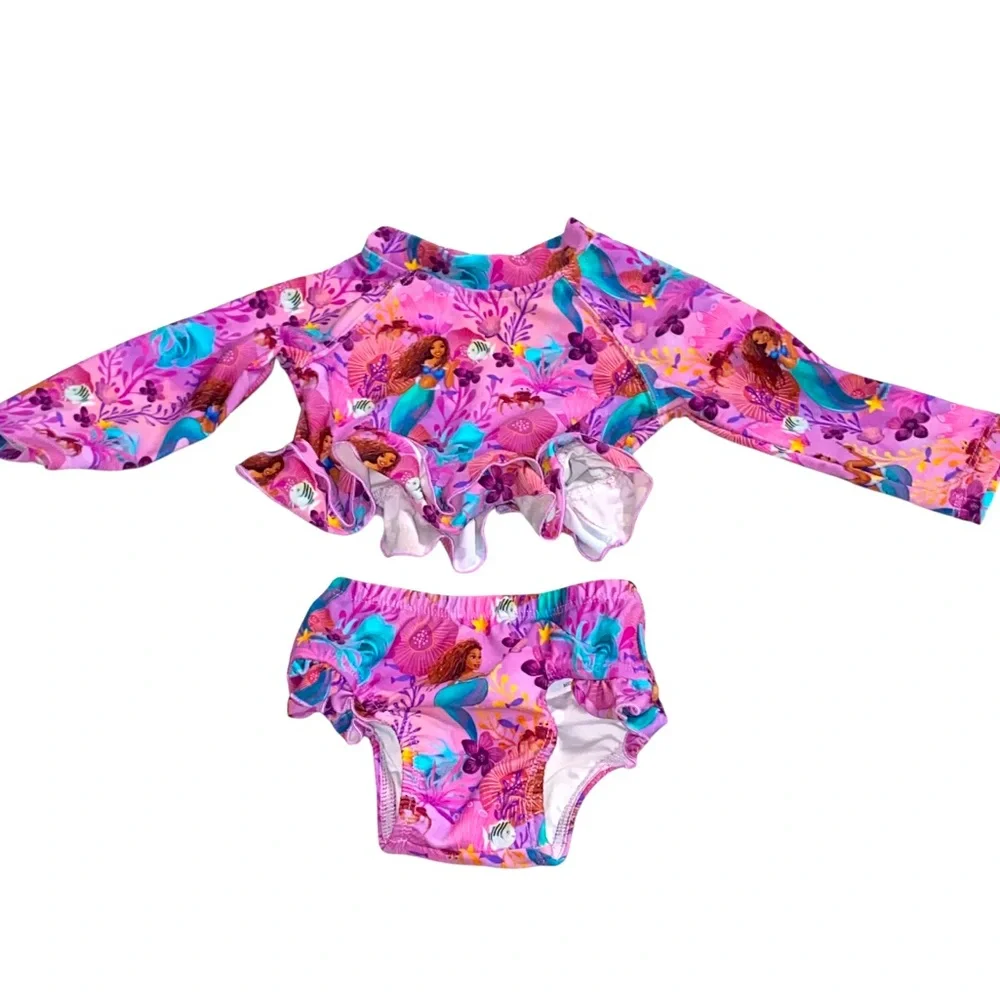 Posh Peanut x Disney Ariel Little Mermaid Two-Piece Swimsuit - size 6-9 months
